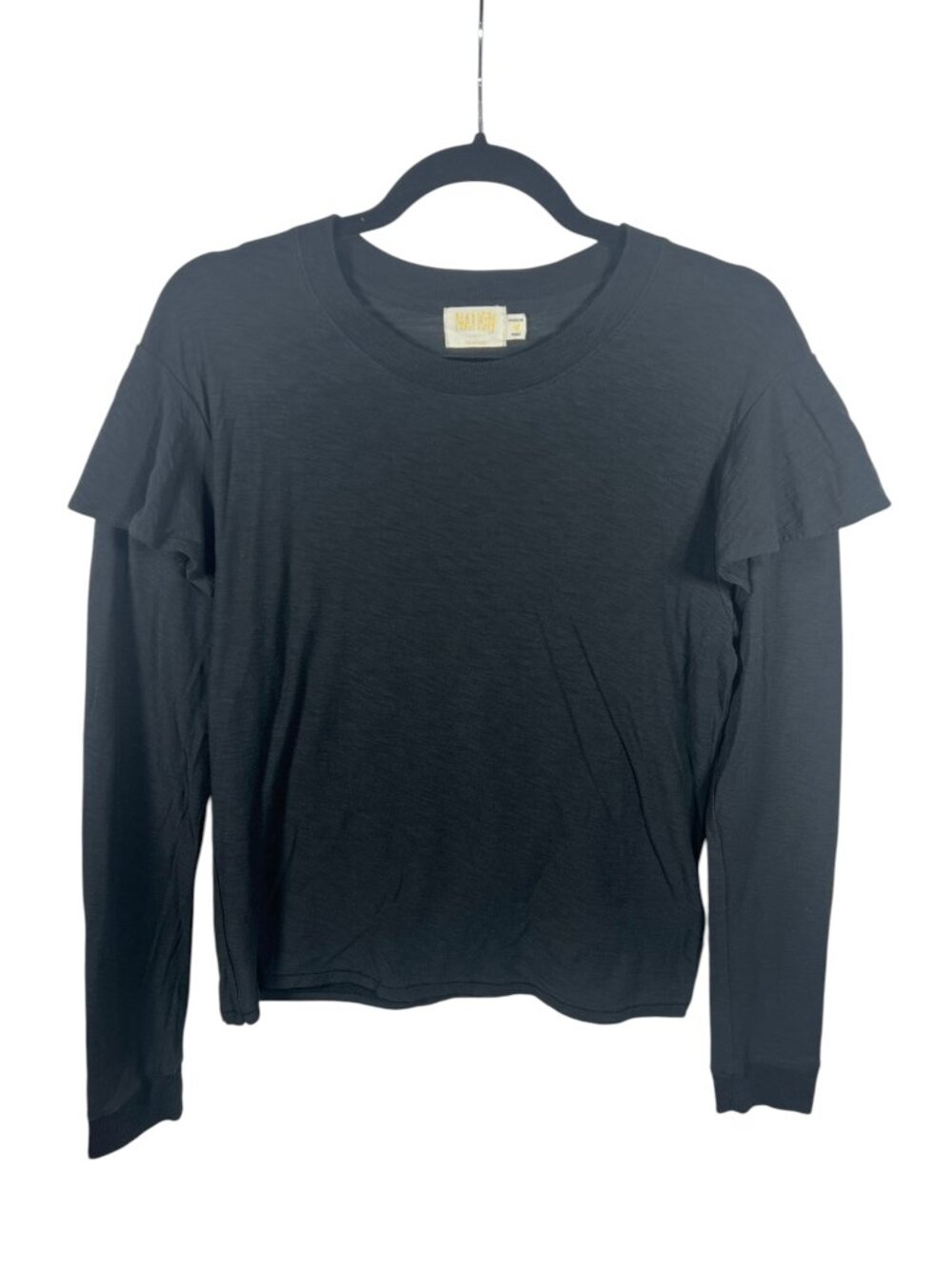 Nation LTD Top Womens Medium Ruffle Sleeves Pima Cotton Lightweight Casual Shirt
